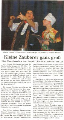Siegener Zeitung, 19.3.05 Siegener Zeitung, 19.3.05